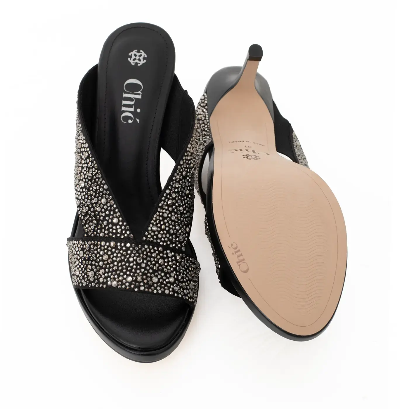 Chic Rhinestone V Upper Platform Heel